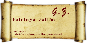 Geiringer Zoltán névjegykártya
